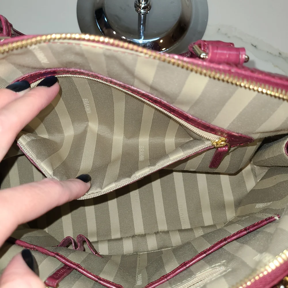 Brahmin Vintage Vivian Prissy Raspberry Set With Wallet EUC made in Italy